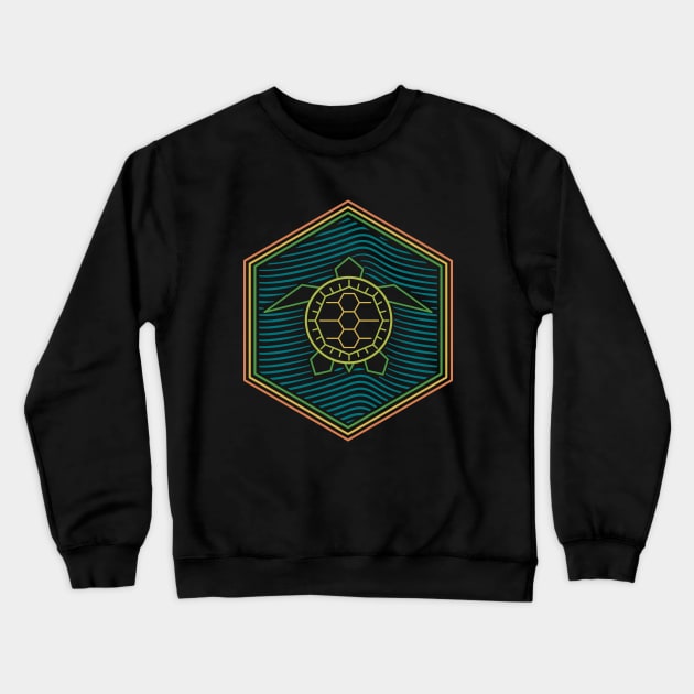 Geometric Turtle Hexagon Crewneck Sweatshirt by Dragonbudgie